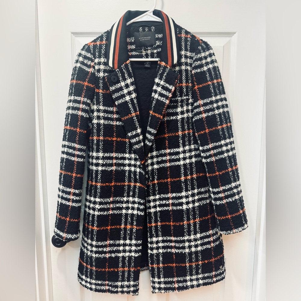 Scotch & Soda women’s wool blended plaid coat XS